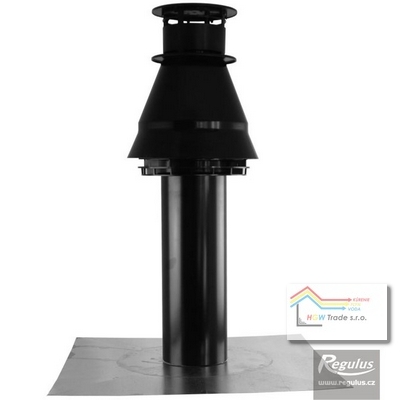 PP streš.vert.súprava,D125/80 s krycou doskou na komín, čierna