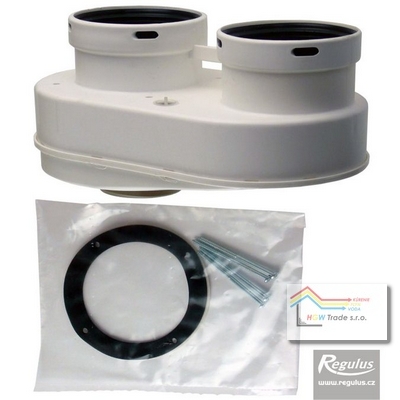 PP rozdeľovač na 2xD80 s odbermi,pripoj. 60/100