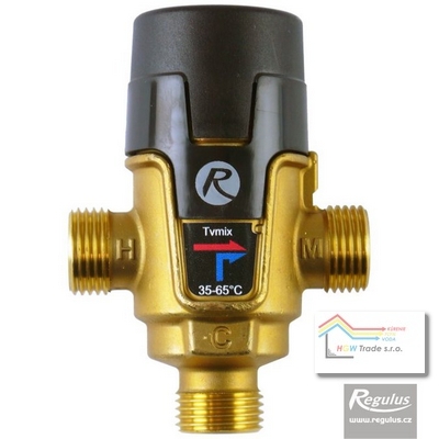 Termostat.ventil zmieš.3xM1/2" 35-65°C,Kvs=1,3m3/h
