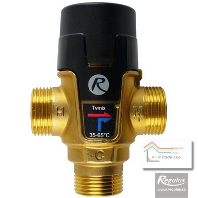 Termostat.ventil zmieš.3xM3/4" 35-65°C,Kvs=1,6m3/h