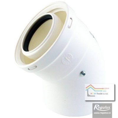 PP/PP koleno,D100/60,45° pre kondenz.kotle,anti UV