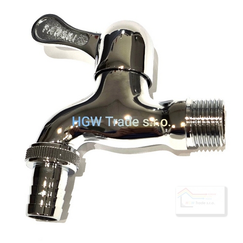 Výtokový ventil 1/2" FANSKI s hadic.prípojkou a keram.vrškom chróm