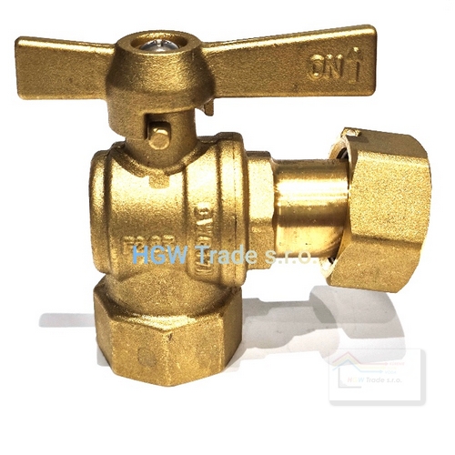 Guľový ventil rohový s otočnou maticou FF 1/2"x3/4",mosadz-13345
