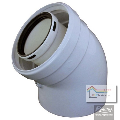 PP/plech koleno,D100/60,45° pre kondenz.kotle