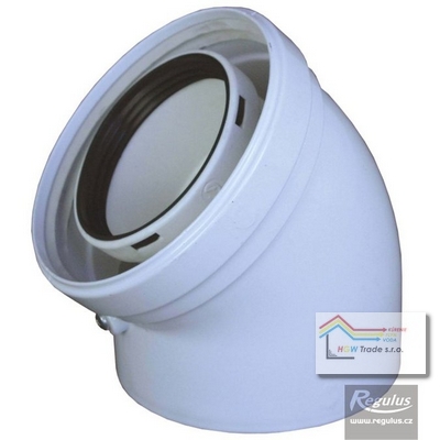 PP/plech koleno,D125/80,45'pre kondenz.kotle