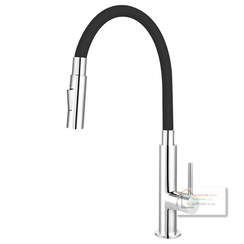 Bateria drez.stojanková so sprškou a čiernym horným flexi výtokom