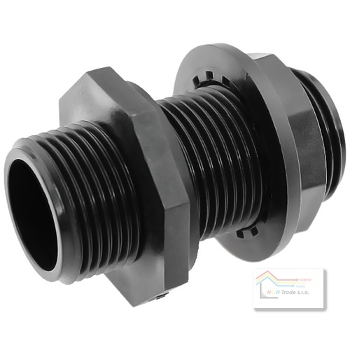 Prechod s prírubou 1"x1"MM s maticou a tesnením,zosiln.polyprop.