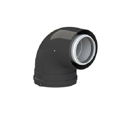 PP/AL koleno exter.D125/80,90°,čierne