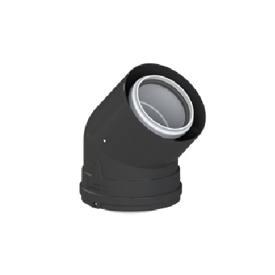 PP/AL koleno exter.D125/80,45°,čierne