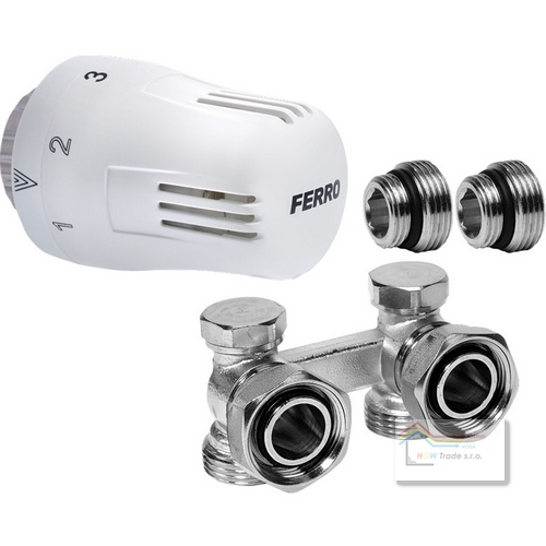 Sada na radiátory rohová H-ventil + termohlavica