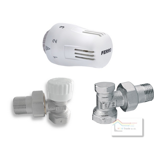 Sada na radiátory s termohlavicou + ventil rohový