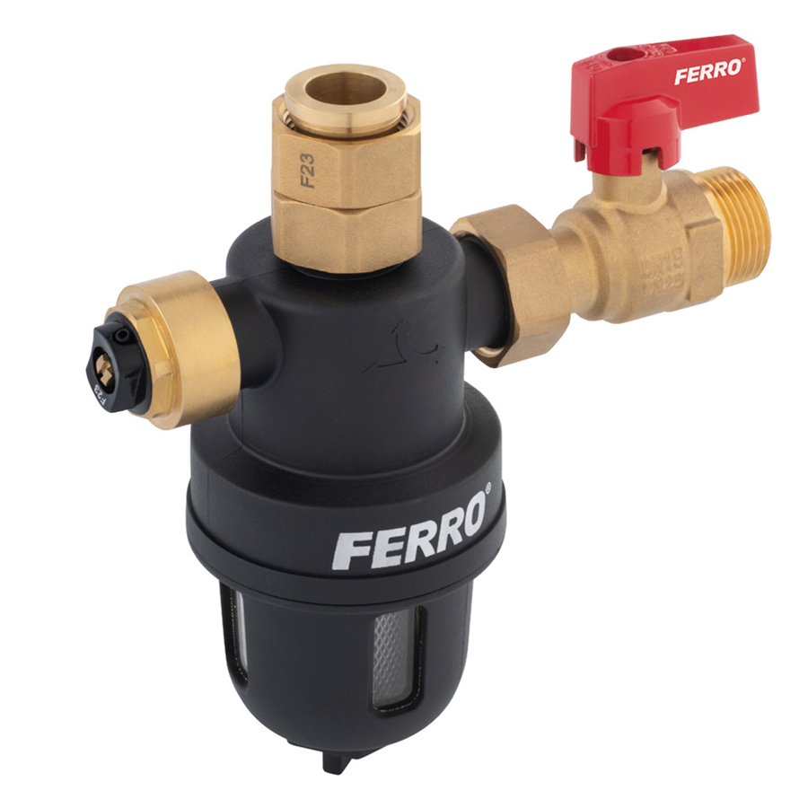 Filter magnet.FERRO 3/4" univer.pripoj.,90°,500 mikr. s odkaľ.KW 5,4m3 , 3Bar