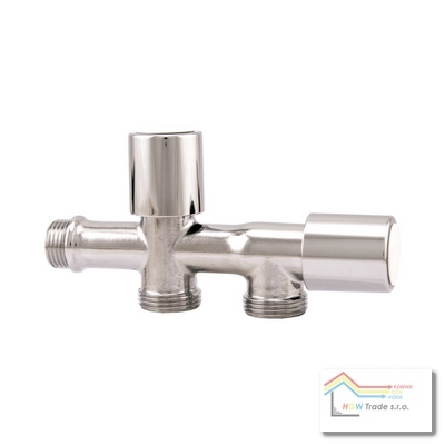 Ventil vretenový pračkový 1/2" x 3/4" x 3/4" chróm(aj na umývačku riadu)