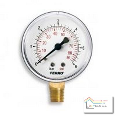 Manometer 63mm 1/4" 0-6 bar spodný (radiál)