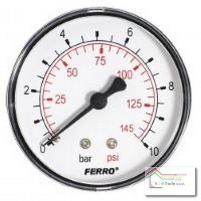 Manometer 63mm 1/4" 0-10 bar zadný (axiál)