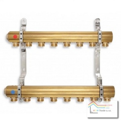 Rozdeľovač G1"/ 9- výv.na eurok.mosadz s držiakom