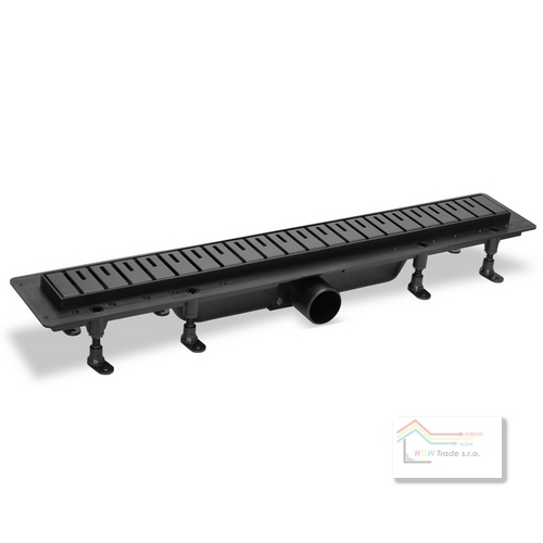 Žlab odtokový plast.kombi,nerez.rošt čierny Design 6,L=850mm